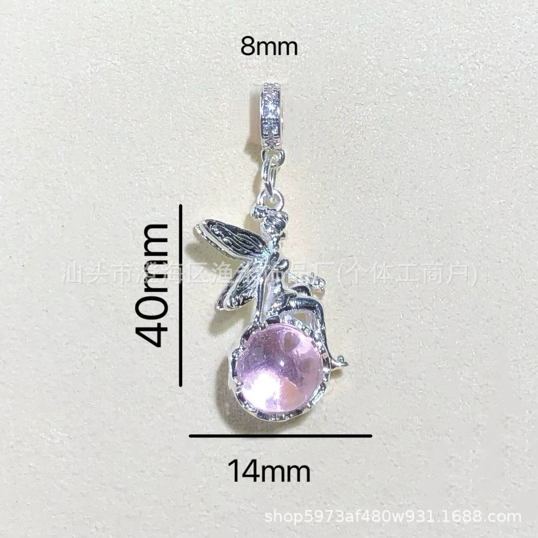14K Gold-Plated Crystal DIY Accessories Fairy Goddess Pendant Spacer Beads Chain Bracelet Necklace with Chinese Style Jewelry Beads