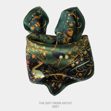 秋冬新款真丝围巾D家祖母绿动物园高档真丝礼品丝巾方巾气质方巾