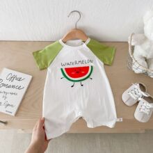 【不退不换】婴儿卡通连体衣0-2岁夏韩国童装男女字母西瓜包屁衣