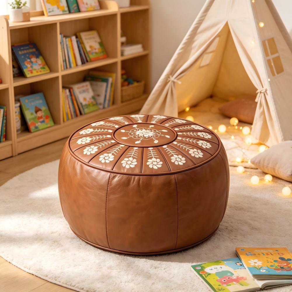 French-style floral embroidered storage ottoman, simple furniture storage bench, filled with old clothes, popular leisure low stool for the living room