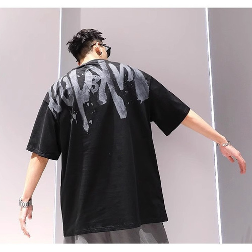 American Heavyweight Oversized Men's Short-Sleeve T-Shirt Summer Hip-Hop Style Streetwear Cool Letter Print