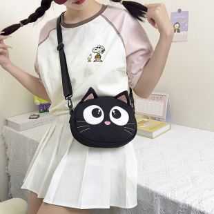 Cartoon Cute Children's Bag Summer New Canvas Casual Kitten Shoulder Crossbody Small Bag Mini Mobile Phone Bag