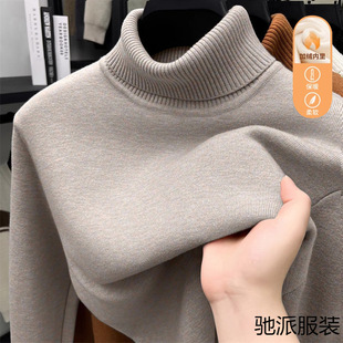 2024 Turtleneck Sweater Men's Autumn and Winter Thickened Base Shirt Warm Knitted Sweater Inner Sweater CP
