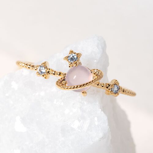 Cross-border new fashion and creative planet ring, micro-paved zircon star, elegant and luxurious open ring bracelet