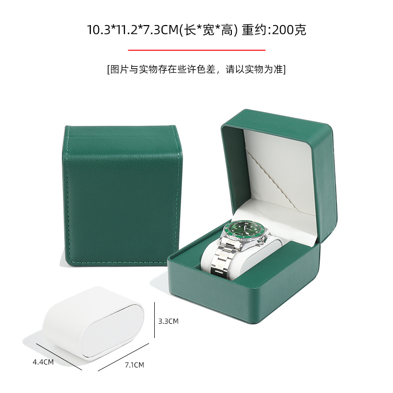 Caja redondeada de cuero PU para reloj, caja de almacenamiento para exhibición de reloj cepillado, caja de embalaje para reloj con tapa, lista para la venta