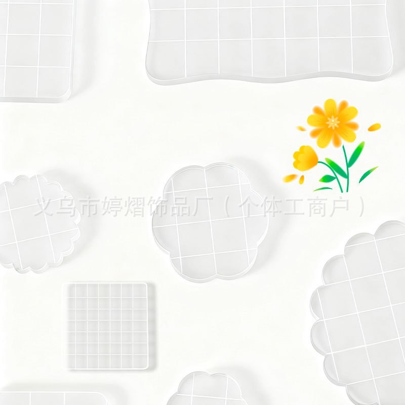 Acrylic Transparent Seal Block DIY Multi-Specification with Grids Line Printing Scrapbook Card Making Stamping Tool