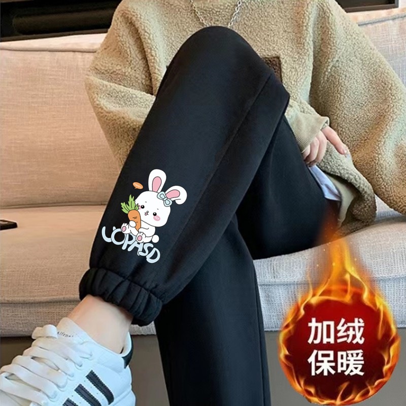 당근 토끼 레깅스 블랙 팬츠 플러스 벨벳