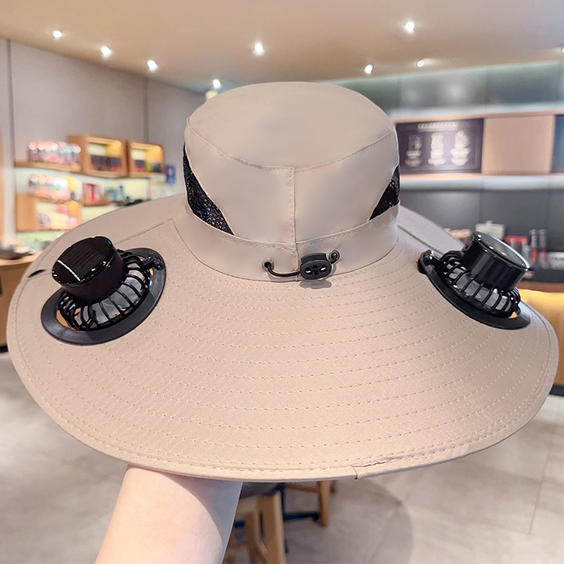 男性と女性のためのソーラーダブルファンハット、夏の屋外登山や釣り用日焼け止め帽子、抗UVサンシェードフィッシャーマンハット|undefined