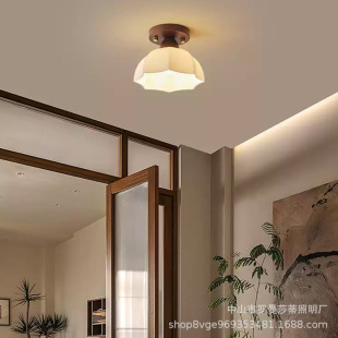 Corridor Light Auschor Light Antique Style Retro American Style Simple Glass Solid Wood Entrance Balcony Entrance Entrance Ceiling Light