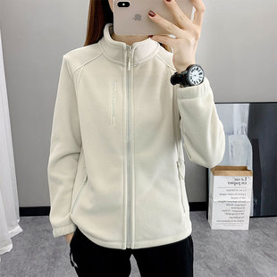 Cross-border Second-open Autumn and Winter Fleece Clothes Solid Color Fleece Thickened Warm Charge Clothes Liner Vertical Collar Windproof Jacket