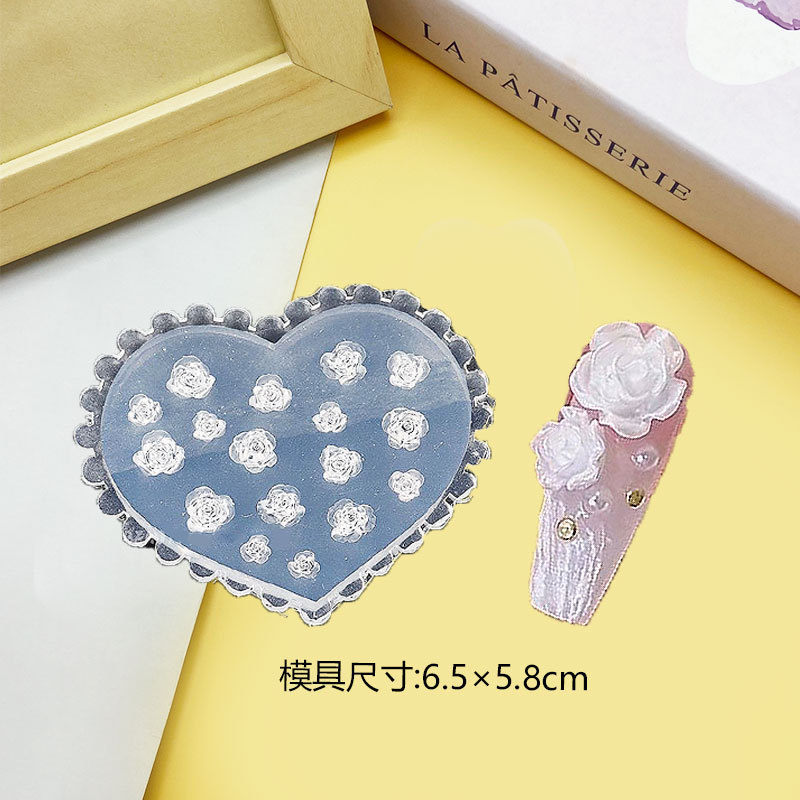 Venta caliente transfronteriza molde de manicura de alta transparencia animal de dibujos animados oso bowknot ramo DIY modelo de manicura en relieve tridimensional