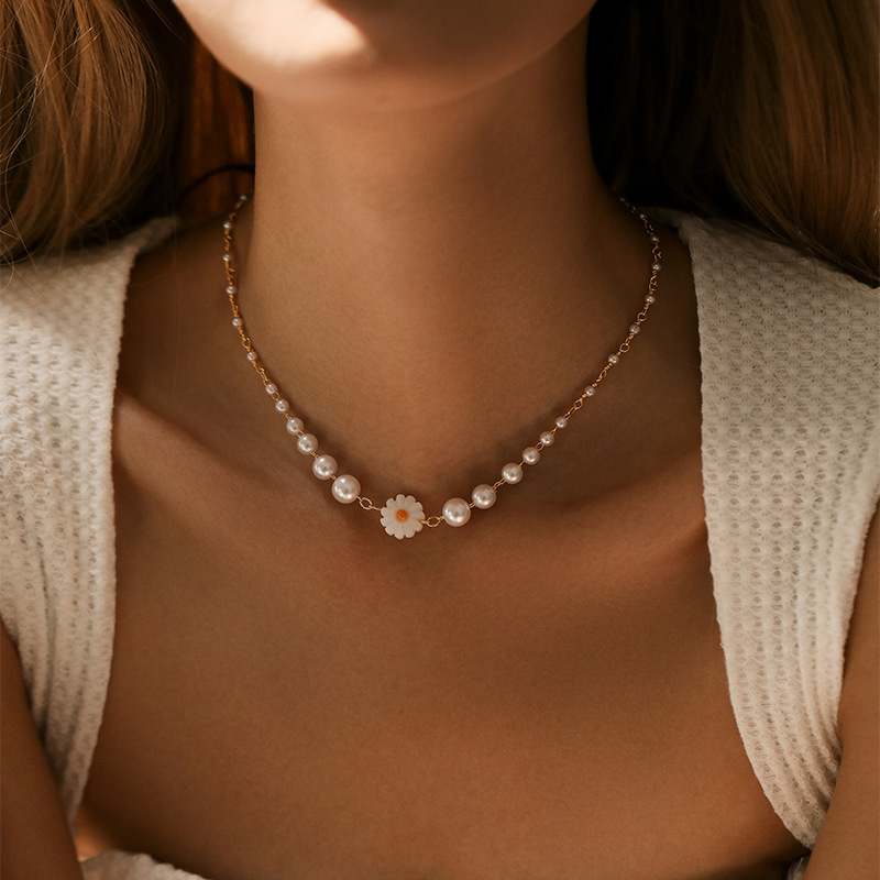 Cobre Cadena De Granos De Café Cadena De Clips Perla Enchapado Geométrico Collar display picture 13