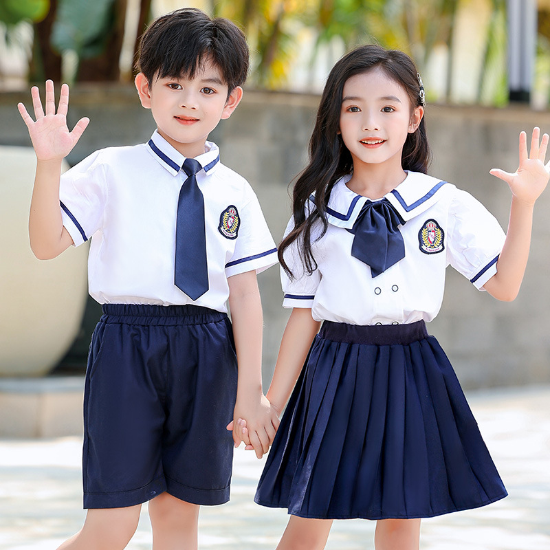 大班畢業照服裝小學生夏季校服班服六一表演服幼兒園園服夏季襯衫