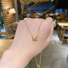 金店同款沙金滿鑽小蠻腰項鍊小眾設計個性圓環冷淡風頸鎖骨鏈