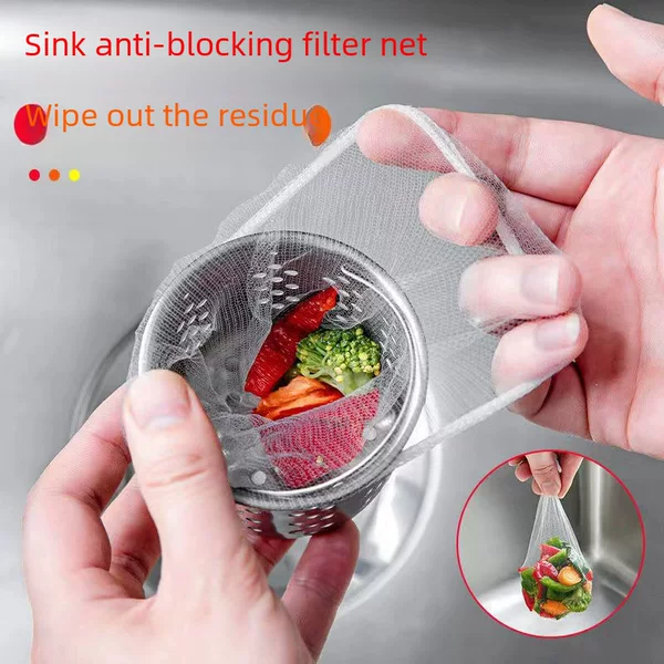 Kitchen Sink Filter 500 Pieces Disposable Sewer Filter Pool Drain Net with Elastic Mouth Anti-Blocking Net