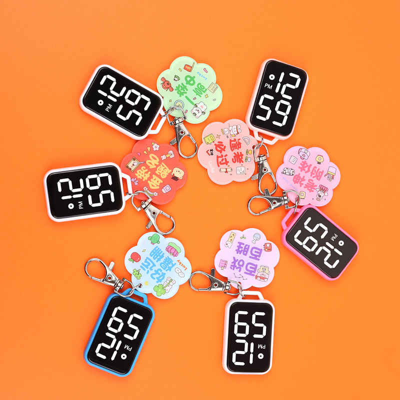 New Style Square Large-Character Small Hanging Watch for Primary and Secondary School Students, Creative and Cute Portable Keychain Electronic Clock