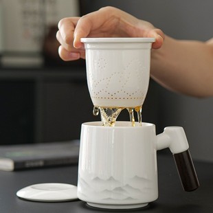 Tea separation tea cup drinking large capacity men's and women's ceramic cup office mug with lid filter