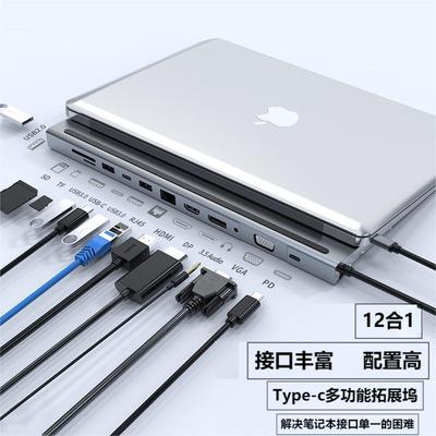 12合1擴展塢type-c轉網口千兆Macbook集線器雷電3usb-c轉 hdmi dp