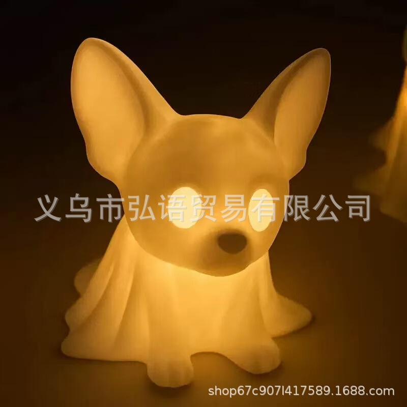 跨境创意树脂工艺万圣节装饰幽灵小狗夜灯可爱卡通创意桌面装饰|undefined