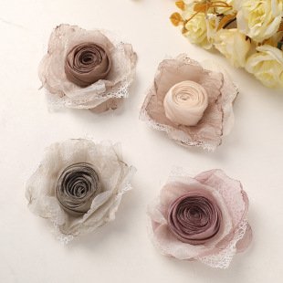 Antique Cool Atmosphere Burning Edge Lace Dry Rose diy Grab Hair Rope Headwear Corsage Necklace Flower Accessories