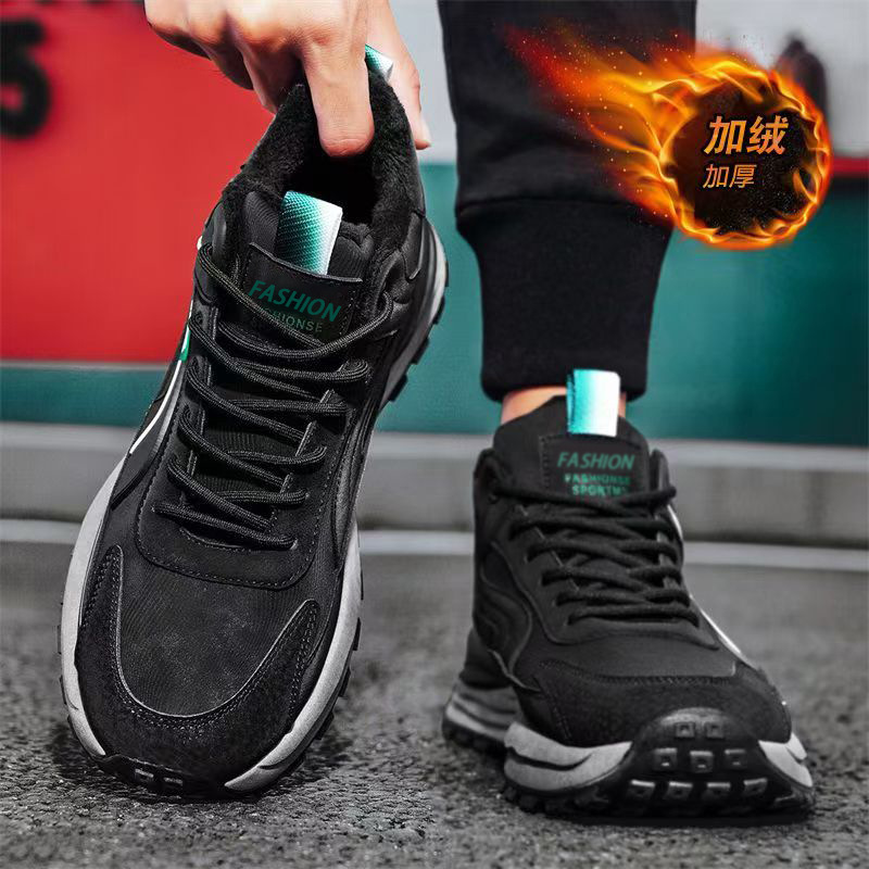 Nuevos zapatos de invierno para hombres con terciopelo calentador zapatos de algodón para hombres impermeables y antideslizantes zapatos deportivos de suela gruesa de protección laboral