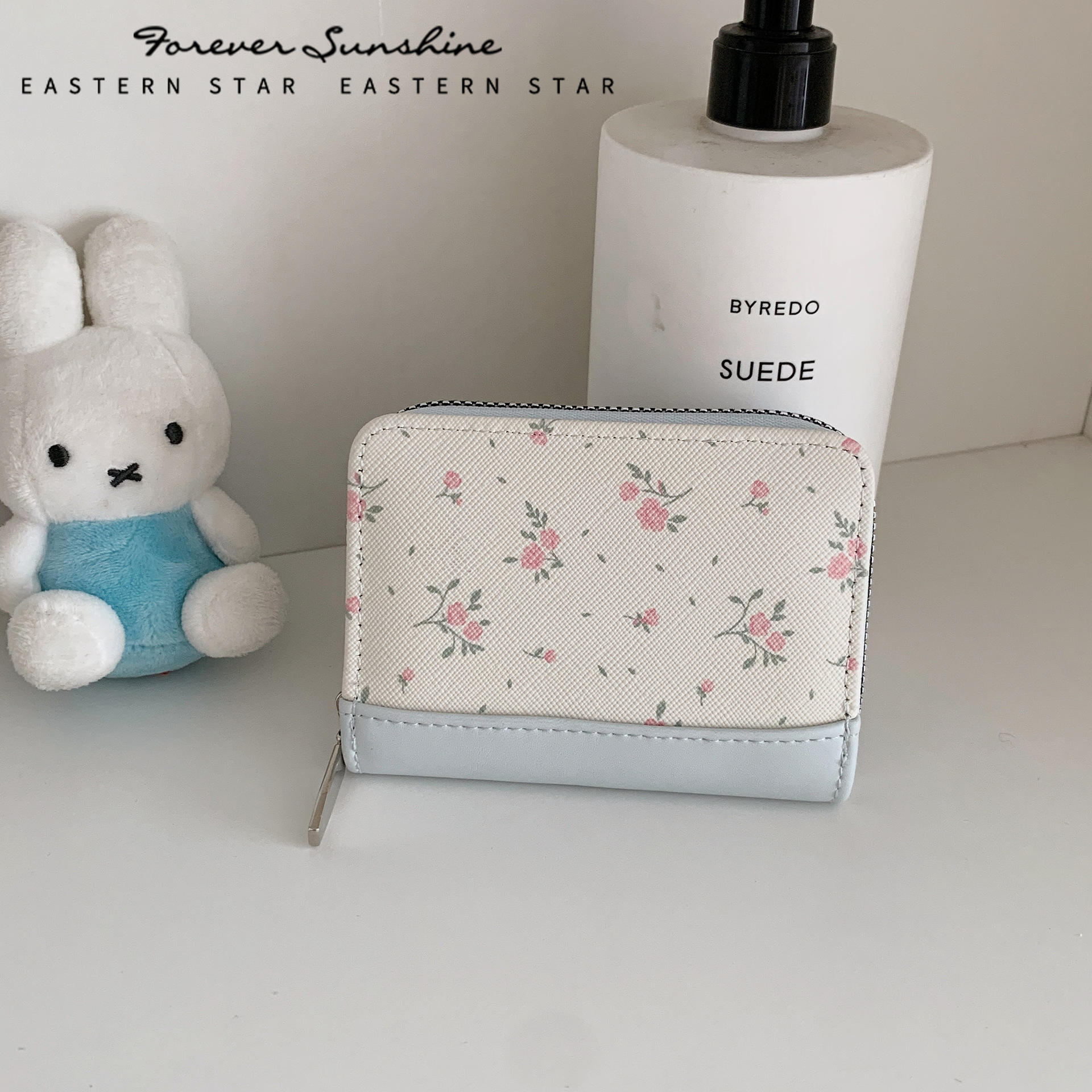 Korean-style romantic floral print – simple and elegant women’s accordion wallet, large capacity, in stock, available on Shein and Xiaohongshu