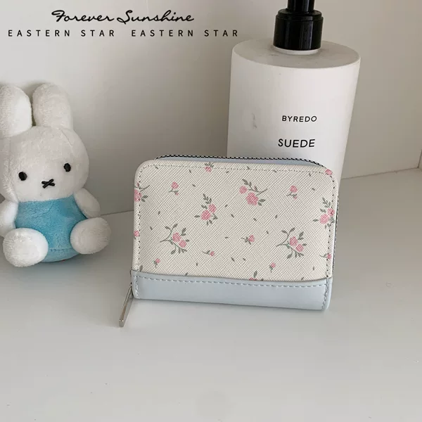 Korean-style romantic floral print – simple and elegant women’s accordion wallet, large capacity, in stock, available on Shein and Xiaohongshu