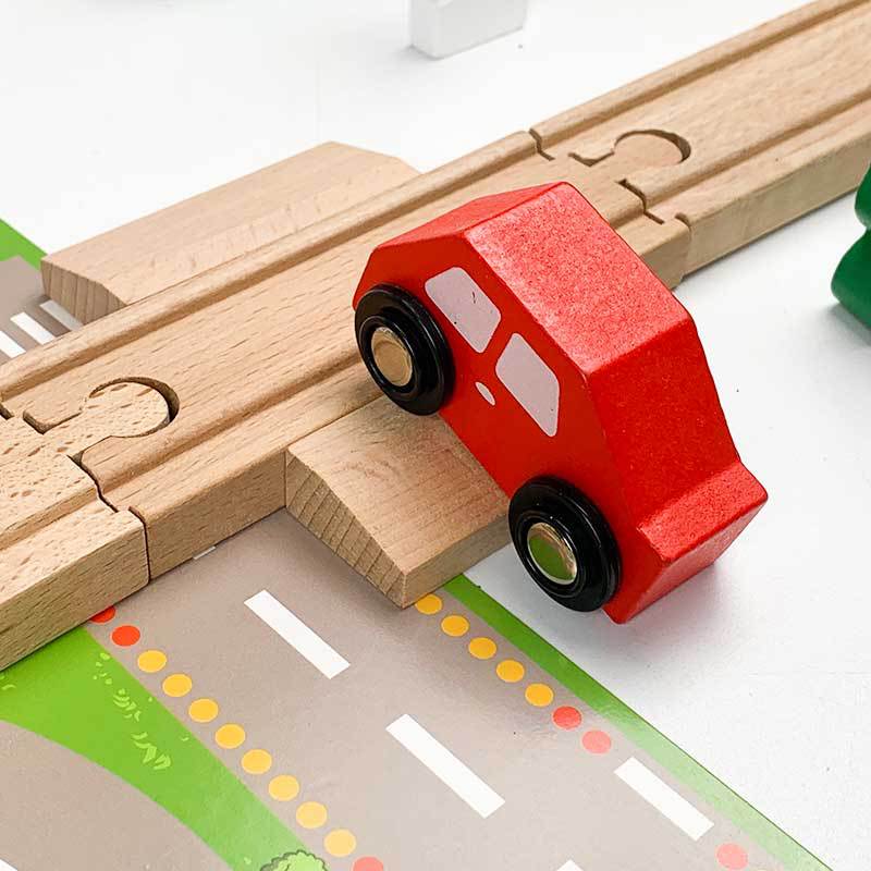 Tren de madera para niños Simulación de riel de madera Tren eléctrico Juego de madera de haya Regalo Compatible con Thomas Toys Puzzle Set Rail