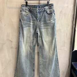 vv版本现货高品质BL家新款水洗破坏宽松牛仔裤宽松版型男女同款