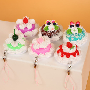 Simulation Cream Small Cake Pendant Internet Celebrity Cake Backpack Pendant Kawaii Supermarket Promotion Small Gift Wholesale