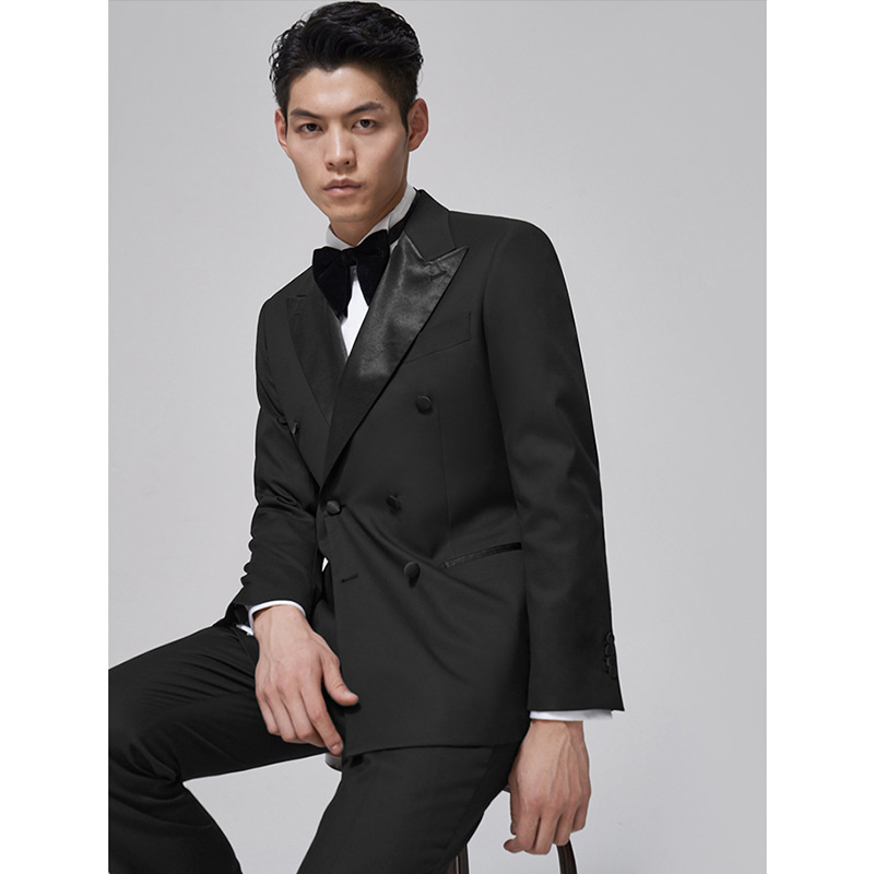 Suit,Gentleman,Black Dress,Lapel Collar,Double Breasted,Groom,Wedding Host,Slim Suit For Men