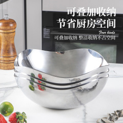 304三層鋼ステンレス多辺碗果物皿サラダ盆波辺鏡面家庭用韓国式皿菓子
