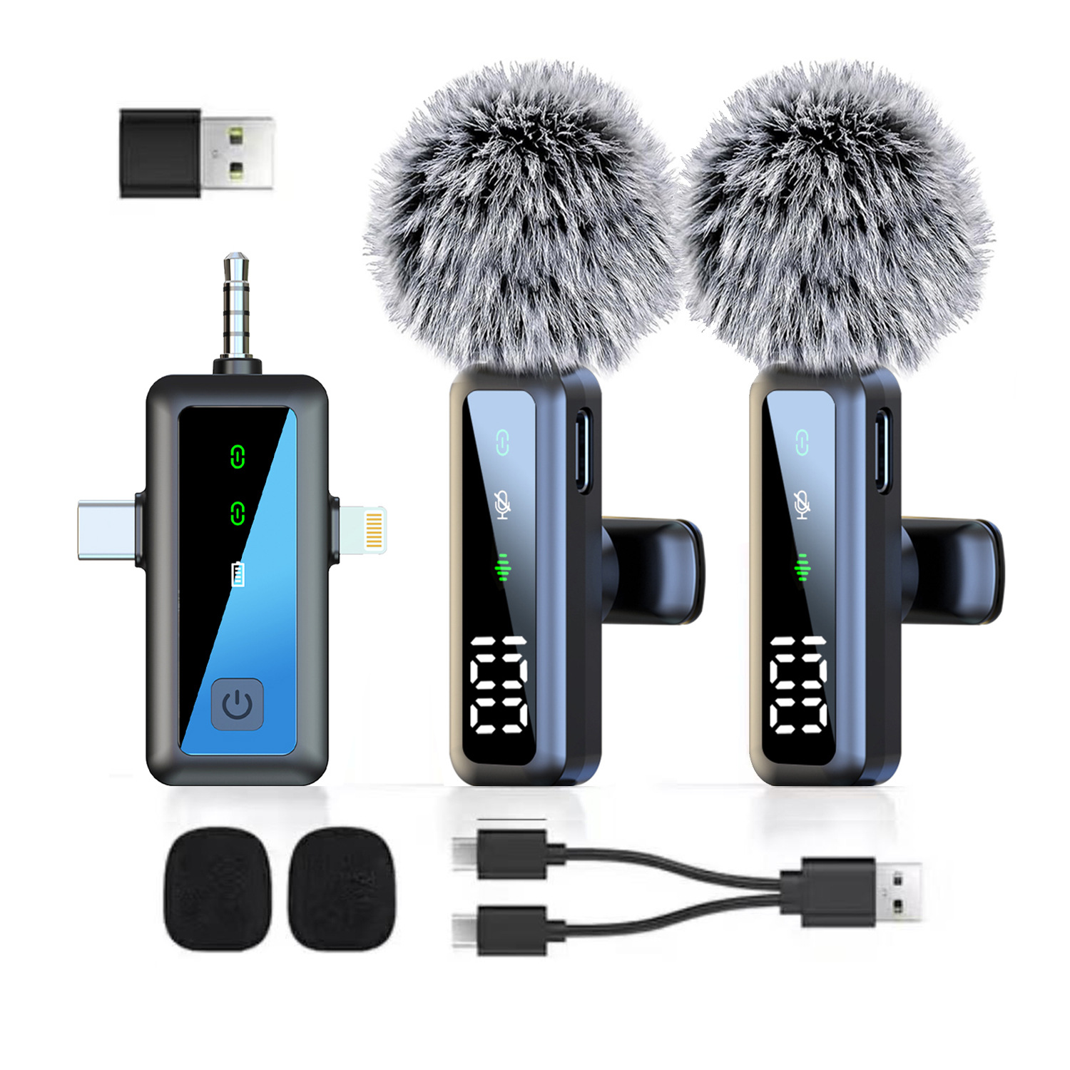 Transfronterizo H65 nuevo modelo privado clip de cuello inalámbrico micrófono micrófono tres en uno teléfono móvil computadora grabación de video