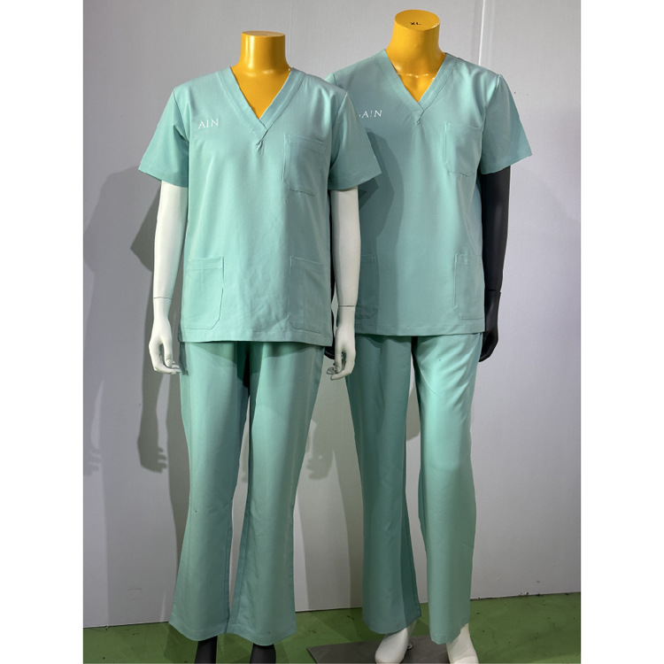 새로운 반팔 손 씻기 옷 세트 맞춤형 탄성 패브릭 편안하고 모양의 뷰티 케어 손 씻기 옷 맞춤