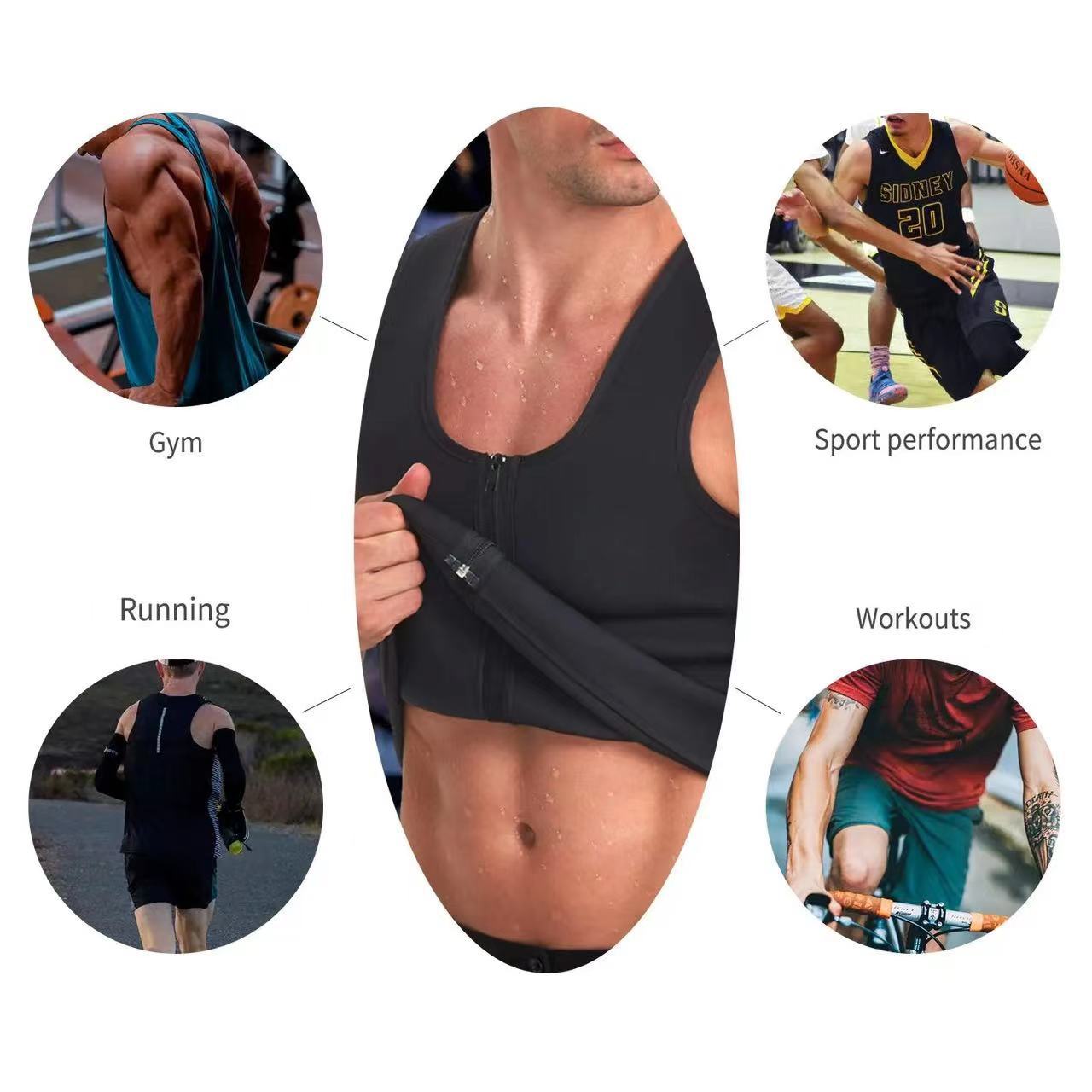 Transfronterizo europeo y americano de talla grande corsé de abdomen de cintura para hombres chaleco con cremallera sudor explosivo ropa deportiva delgada fajas al por mayor