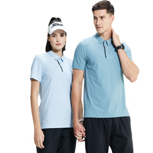 High-end outdoor sun protection polo shirt, solid color, breathable, sporty and casual, stand-up collar, quick-drying men's short-sleeved T-shirt