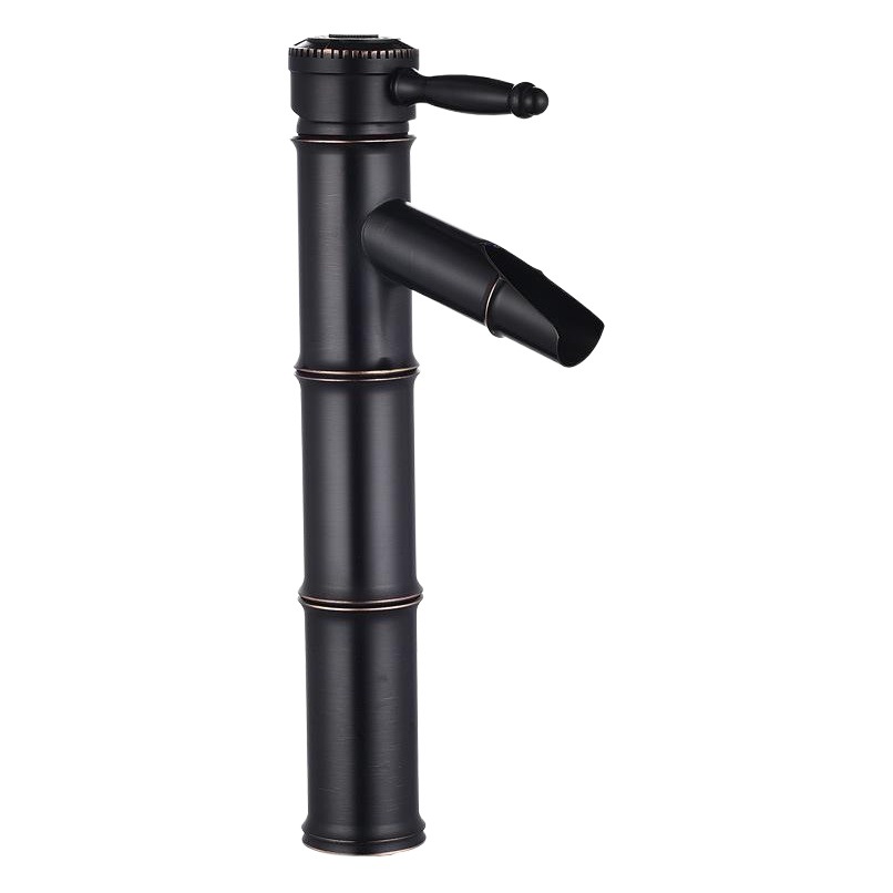 Grifo de Bambú para Lavabo de Cobre Agua Fría y Caliente Estilo Antiguo para Baño
