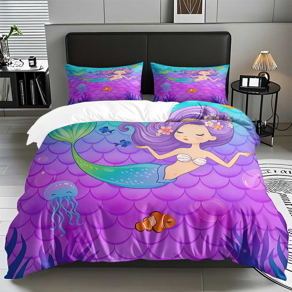 TEMU / JIT transfronterizo dibujos animados sirena digital impresión quilt kit fuente fábrica directa