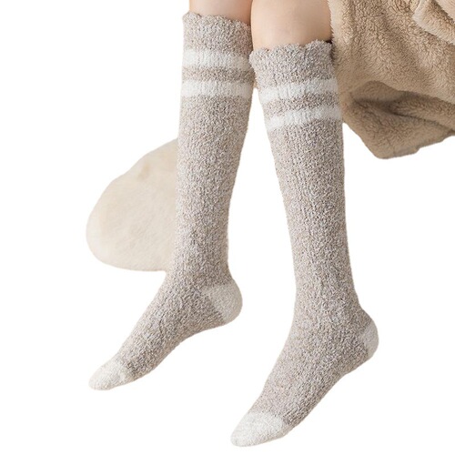 Non-shedding coral velvet floor socks, warm socks, women's twist socks, winter thickened plush sleep socks, towel calf socks