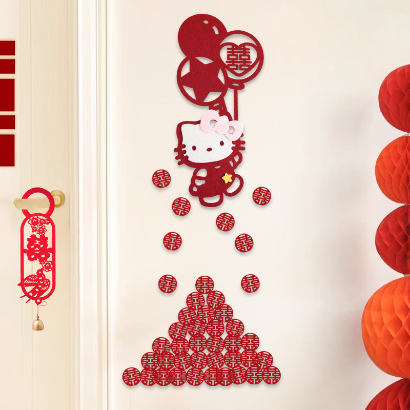 Cartoon wedding stickers wedding room layout suit wedding wardrobe living room background wall cute creative decoration Cartoon wedding stickers wedding room layout suit wedding wardrobe living room background wall cute creative decoration