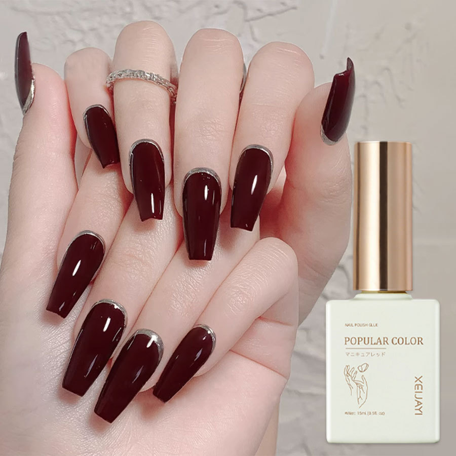 2023 new white wine red nail polish glue nail polish nail polish for shop opening long-lasting firm Nail Polish glue