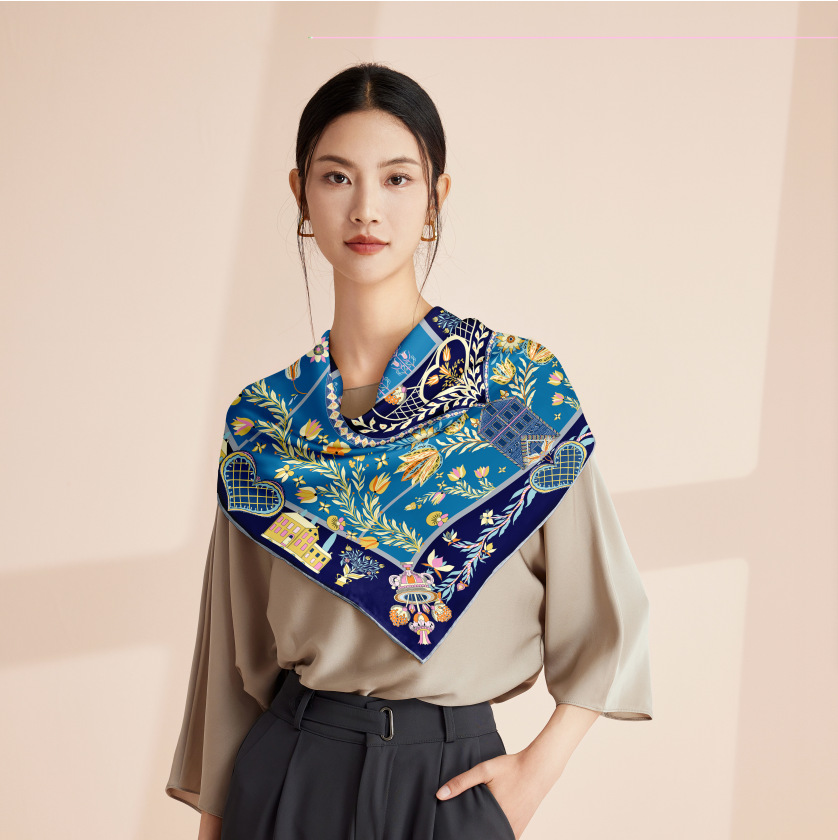 Foulard in seta di gelso di lusso - sciarpa quadrata crepe satin_voghion.com