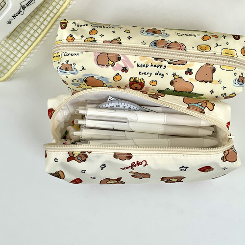 Cute, High-Quality Kawaii Capybara-Print Pencil Case from Xiaohongshu—Versatile Design, Perfect for Storing Stationery