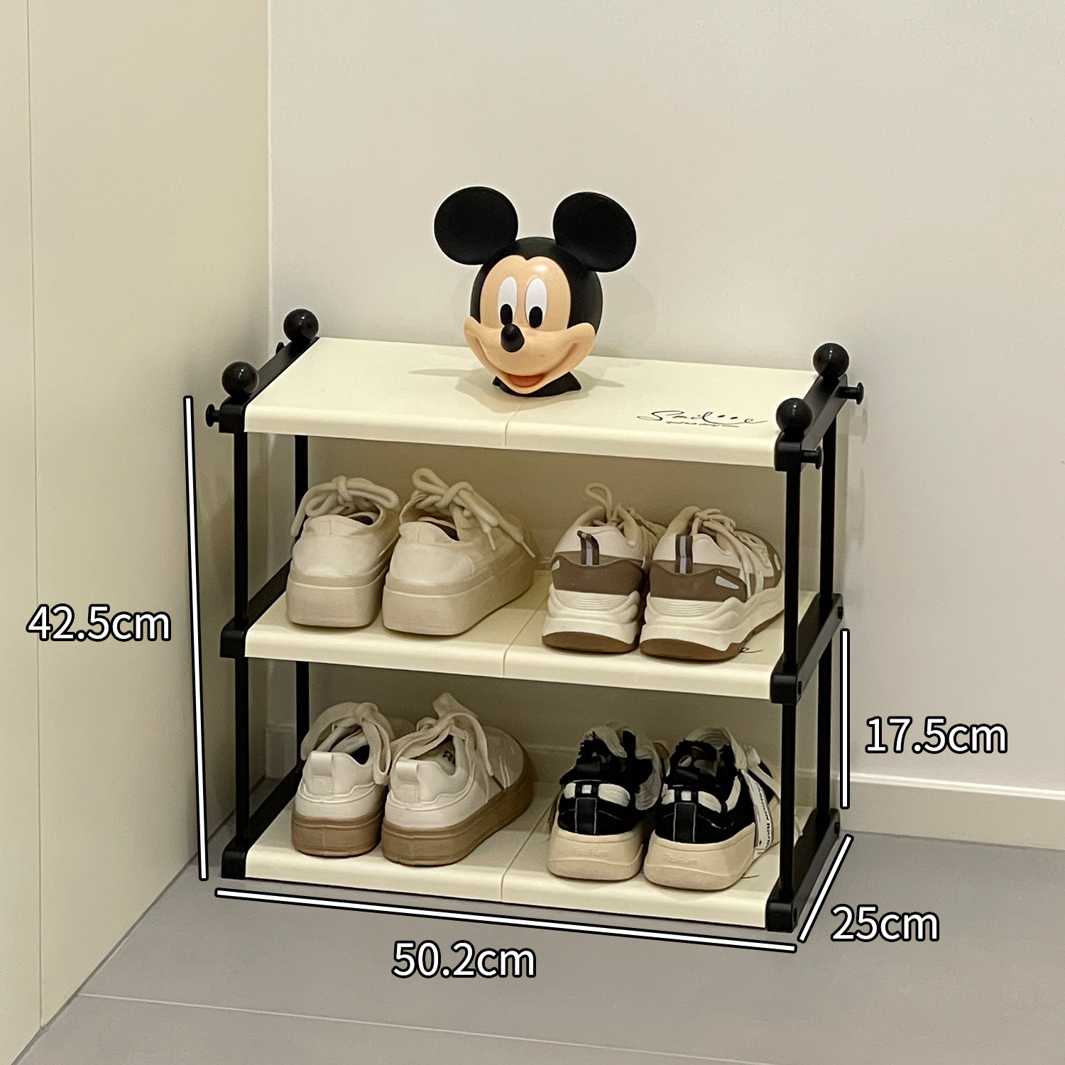 Creamy Small-3-layer Shoe Rack [Stable]