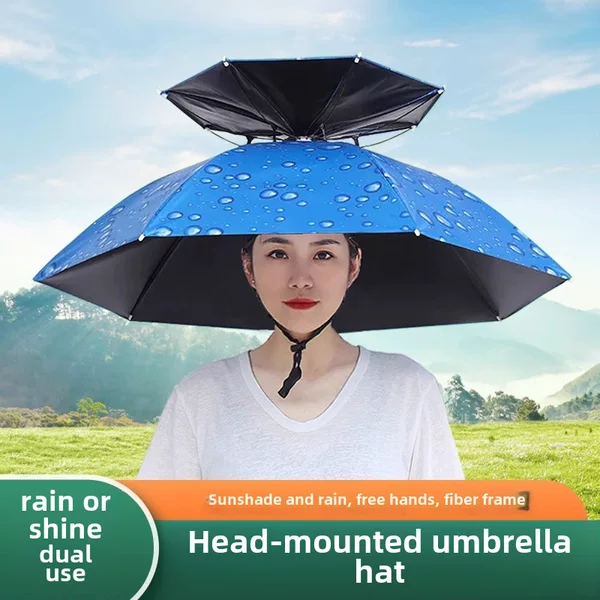 New bucket head wear rainy day sun hat head umbrella fishing sun protection hat umbrella umbrella type UV protection head cap umbrella hat