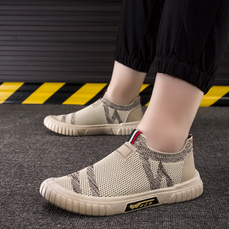 Zapatos Flyknit para hombre, estilo otoñal, zapatos sin cordones, zapatillas deportivas de exportación, modernos, ligeros, de caña baja, de malla, transpirables, informales, al por mayor