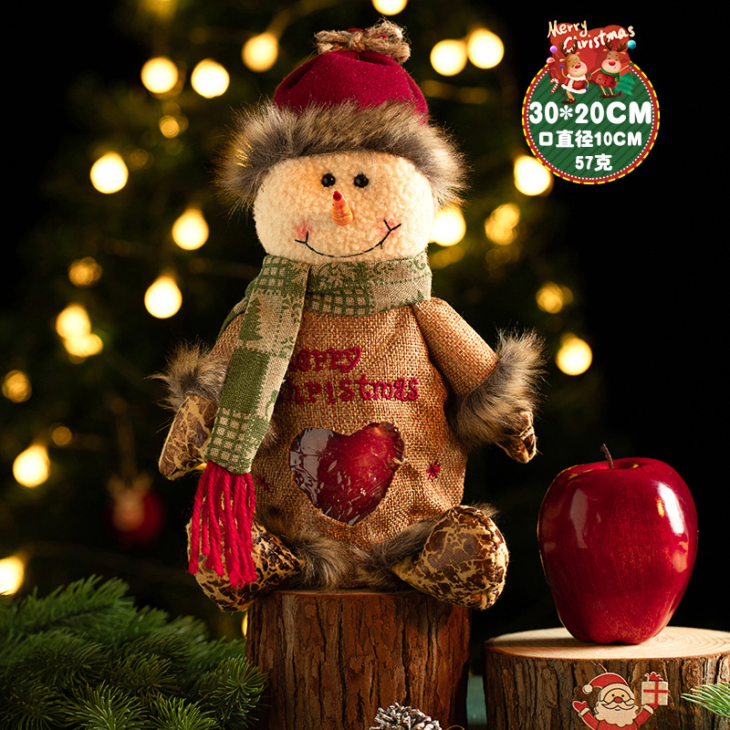 Navidad decoración nuevo Lino cremallera Apple bolsa Santa muñeco de nieve ELK regalo bolsa caramelo bolsa