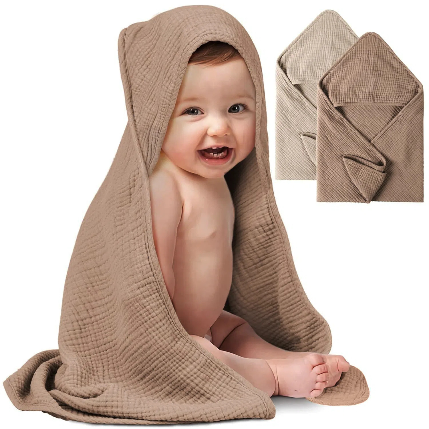 Amazon Pure Cotton Baby Hooded Bath Towel 100% Cotton Four-Layer Gauze Bath Wrap Towel Cloak Swaddling Blanket