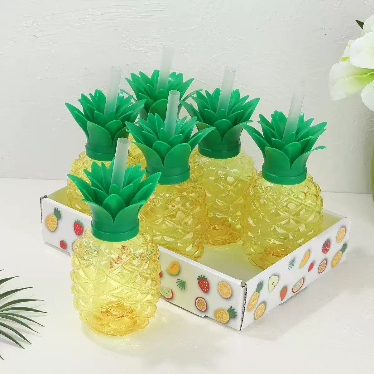 Taza de paja de piña, taza de fruta creativa, taza de paja de té de leche, taza de uva de fresa