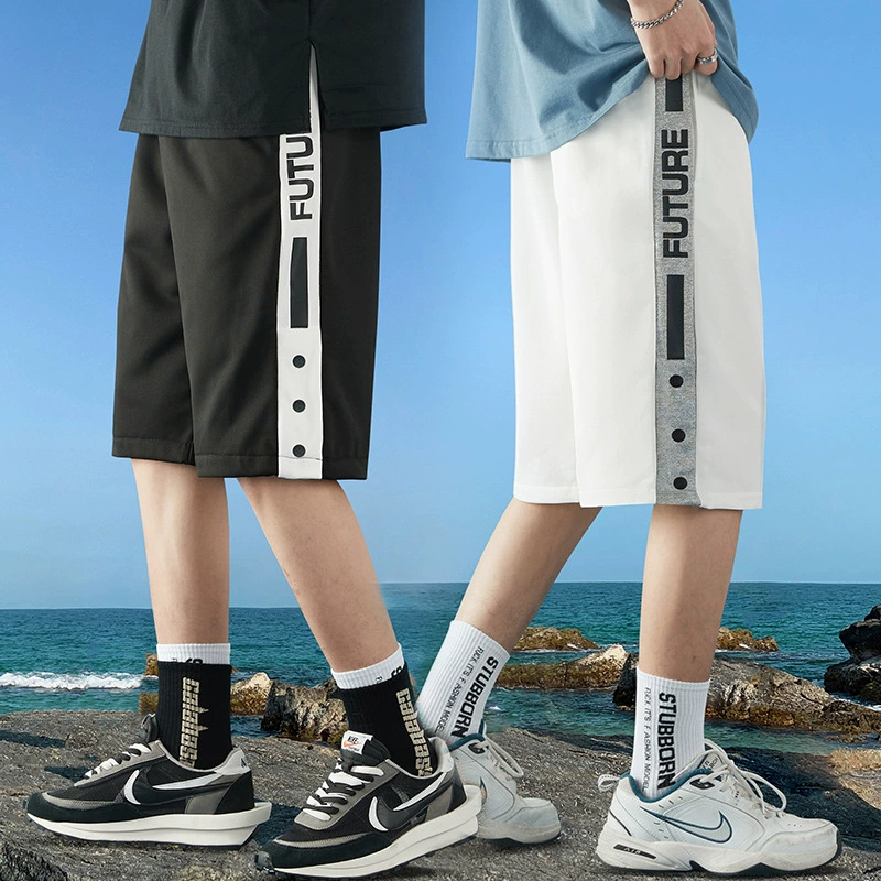 2021 лето ins мужские спортивные шорты на открытом воздухе спот хлопок черный белый укороченные брюки для средней талии свободные повседневные брюки